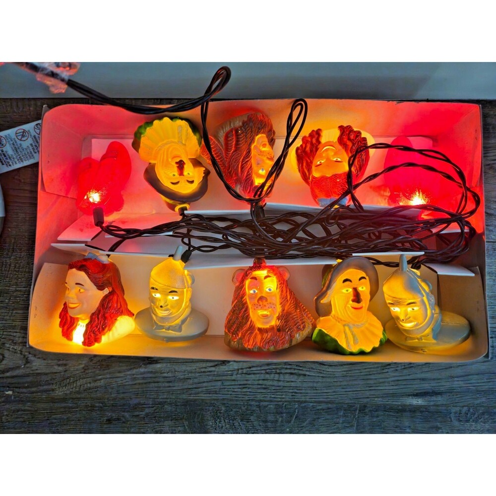 Vintage Kurt Adler Wizard Of Oz 10 Light Set In Box Characters And Ruby Slippers